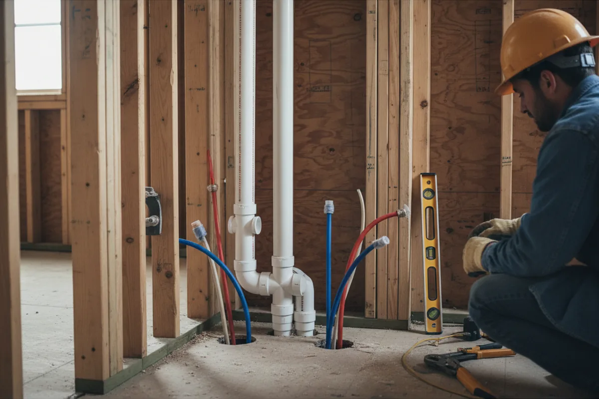Drain and supply rough-in during Drain Cleaning in Hydes
