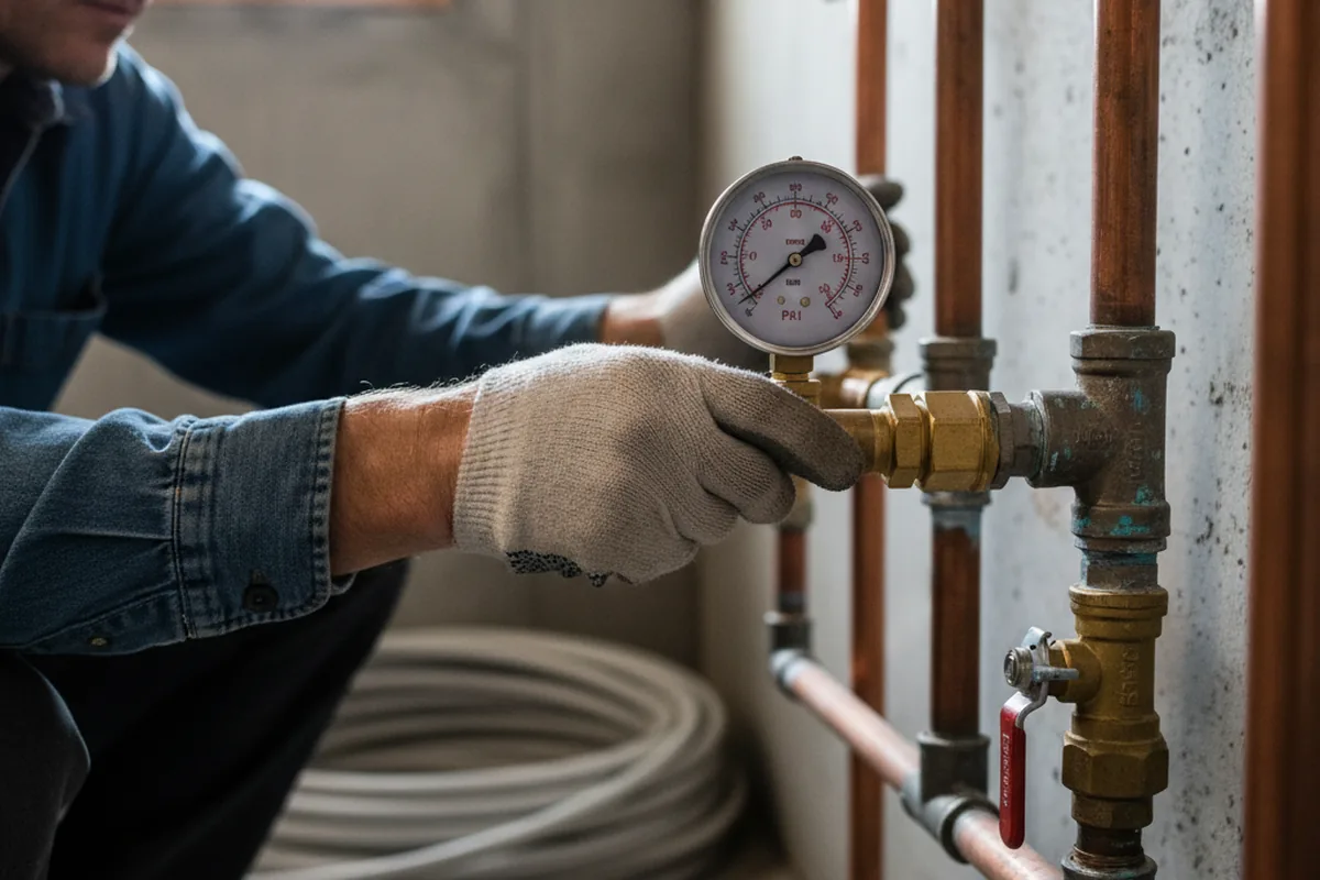 Pressure testing a repaired line during Water Line Repair in Hydes